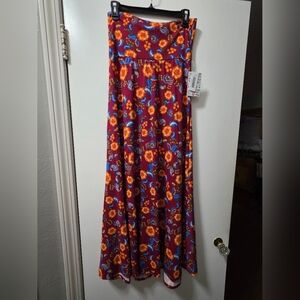 LuLaRoe Floral Maxi Skirt - Red and Blue